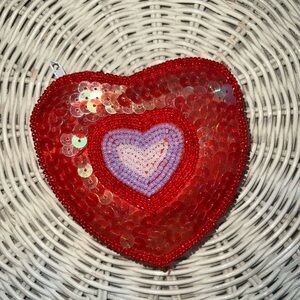 Valentines Day Mini Heart Shaped Sequin Coin Pouch
